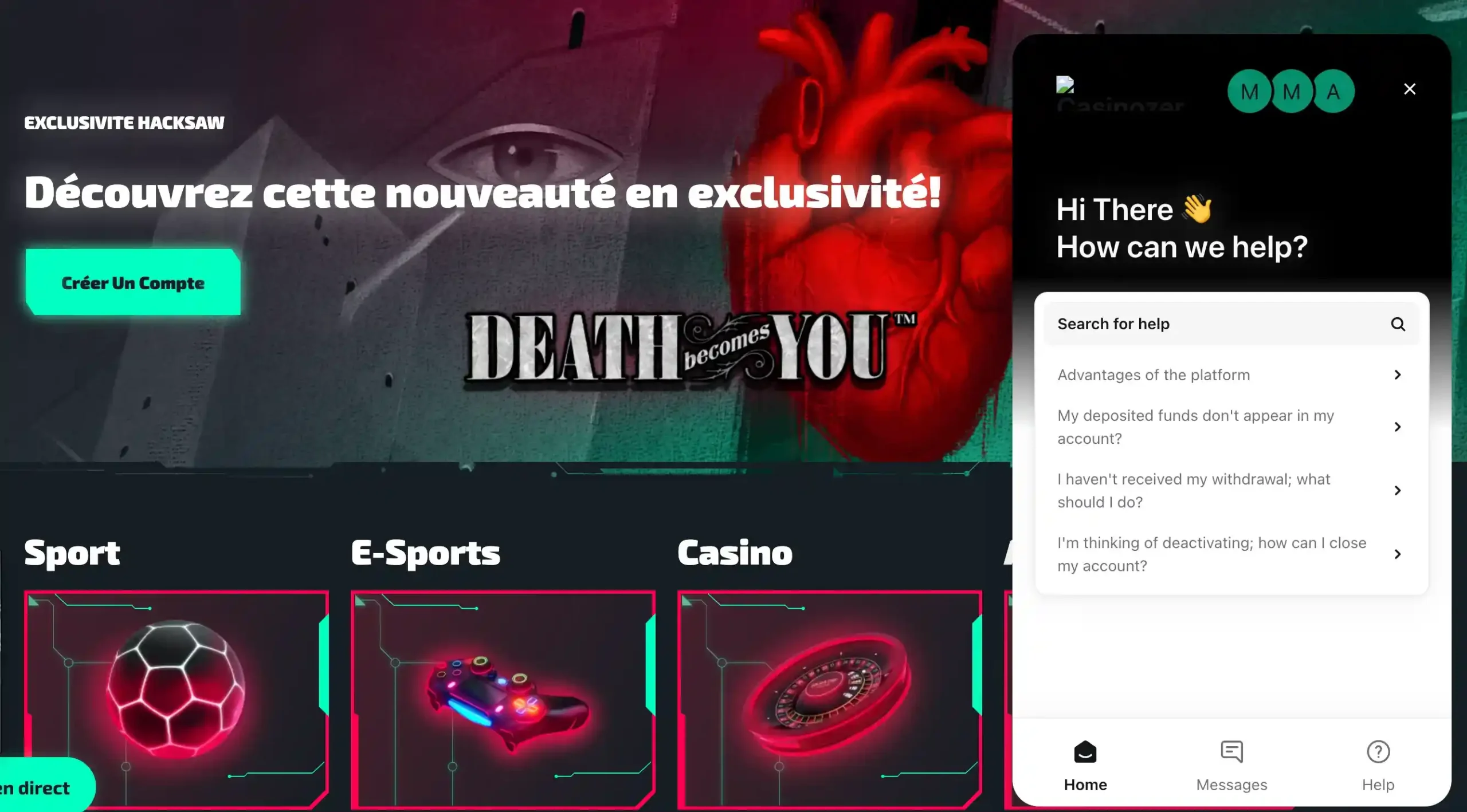 Service client et assistance technique 24h/7j de Casinozer