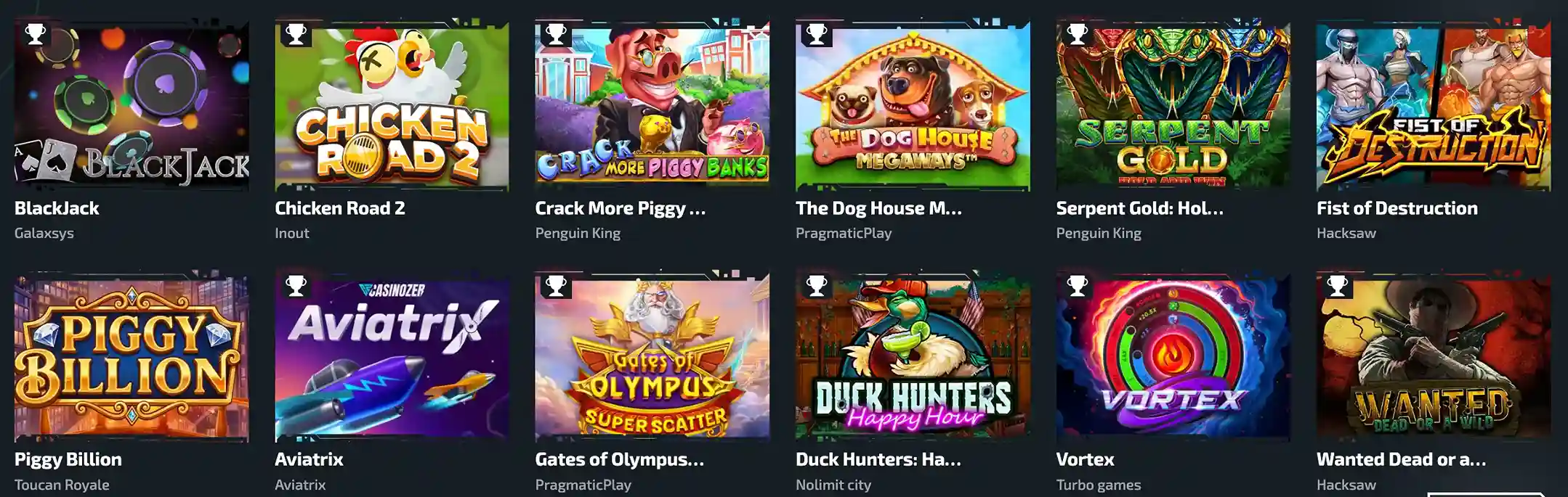 Catalogue de jeux de casino en ligne diversifiés sur la plateforme Casinozer